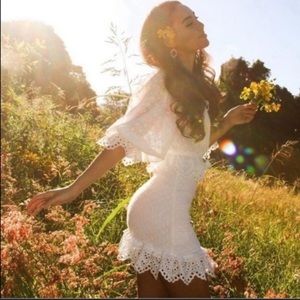 NWOT Spell & the Gypsy Collective Daisy Chain Ruched Mini Dress in White